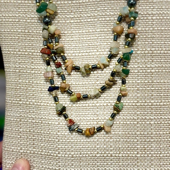 Vintage Hematite with natural stones necklace - Picture 4 of 4